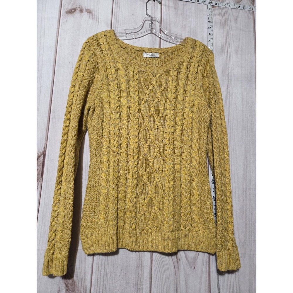 Dressbarn Sweater Womens Medium Yellow Cable Knit‎ Pullover Crewneck Long Sleeve